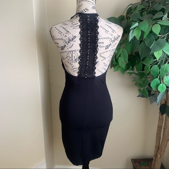 Lulus Federica Black Crocheted Lace Bodycon Dress Sz M - Picture 10 of 13